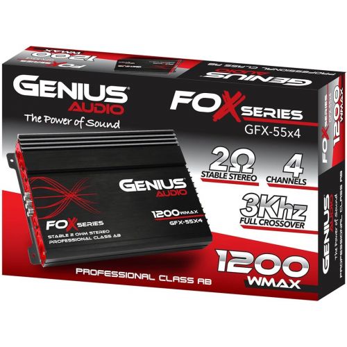  Genius GFX-55X4 1200 Watts-Max Car Amplifier 4-Channels Professional Class-AB 2-Ohm Stable Stereo