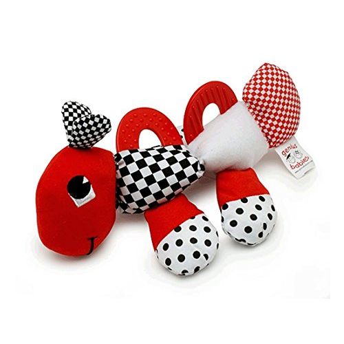  [아마존베스트]Genius Baby Toys Babys First Caterpillar Pal - Black, White & Red Teether Toy