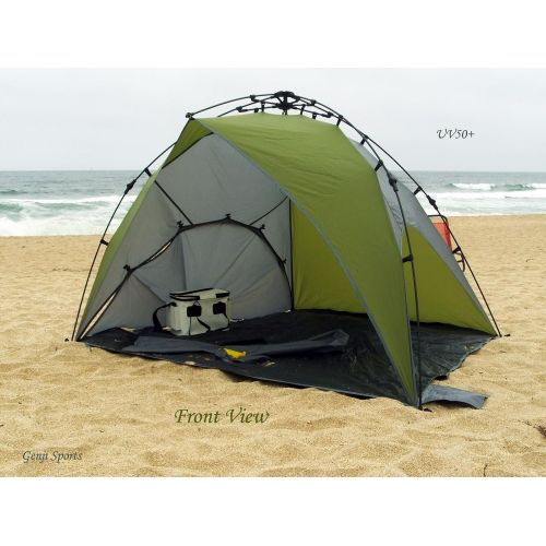  Genji Sports Star Canopy Instant Beach Sun Shelter, Green/Beige, One Size