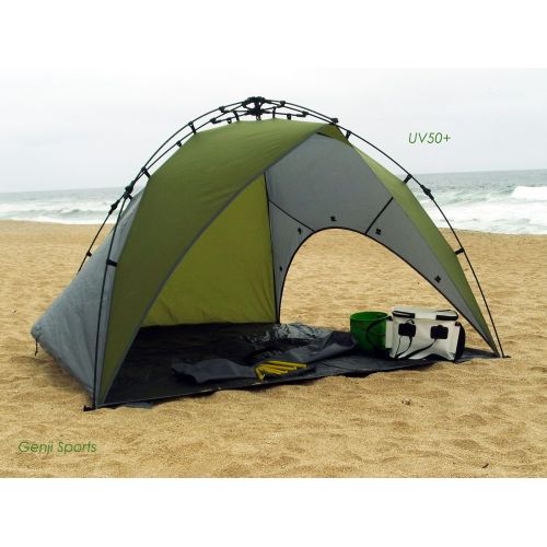  Genji Sports Star Canopy Instant Beach Sun Shelter, Green/Beige, One Size