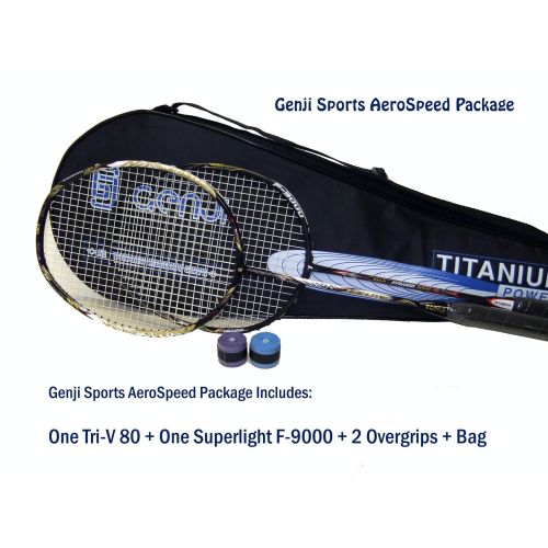  Genji Sports Aero Speed Badminton Package, Right, SmallLong, BlackWhite