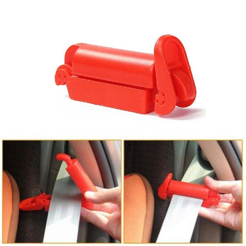  [아마존베스트]Genleas 1 set Car Seat Belt Buckle Holder and Clip & Metal Lock, Buckle Up - Soft Silicone - Easy...