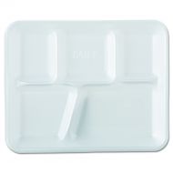 Genpak 10500 Foam School Trays, 5-Comp, 10 2/5 x 8 2/5 x 1 1/4, White (Case of 500)