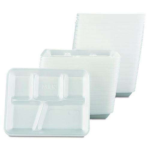  Genpak 10500 Foam School Trays, 5-Comp, 10 2/5 x 8 2/5 x 1 1/4, White (Case of 500)