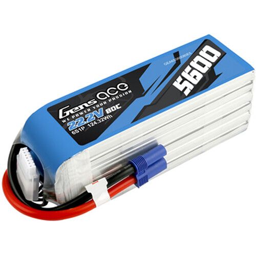  Gens Ace 5600 80C 6S 22.2V LiPo RC Soft Pack Battery with EC5