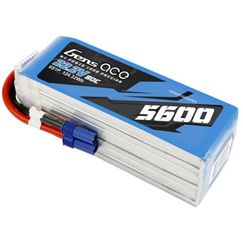  Gens Ace 5600 80C 6S 22.2V LiPo RC Soft Pack Battery with EC5