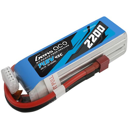  Gens Ace 2200 45C 4S 14.8V LiPo RC Soft Pack Battery with Deans