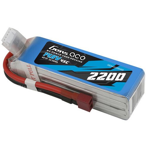  Gens Ace 2200 45C 4S 14.8V LiPo RC Soft Pack Battery with Deans