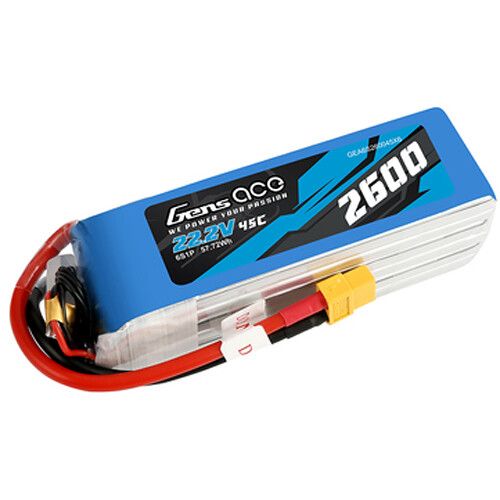  Gens Ace 2600 45C 6S 22.2V LiPo RC Soft Pack Battery with XT60