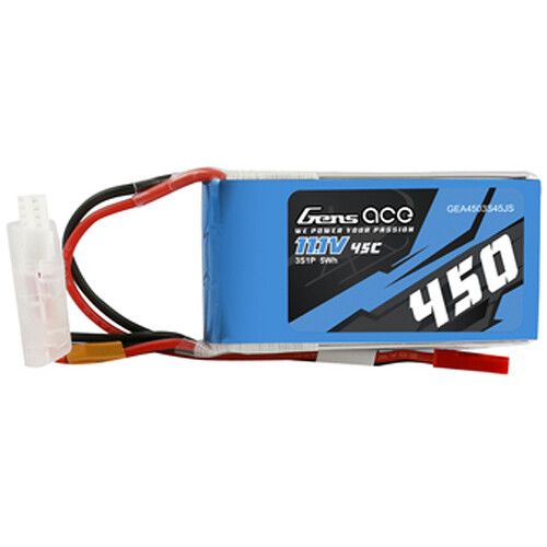  Gens Ace 450 45C 3S 11.1V LiPo RC Soft Pack Battery with JST