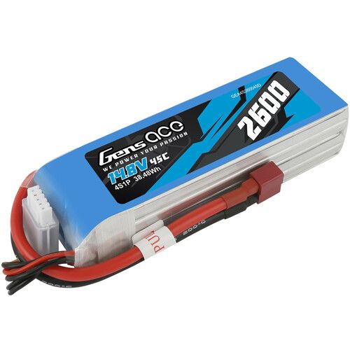  Gens Ace 2600 45C 4S 14.8V LiPo RC Soft Pack Battery with Deans