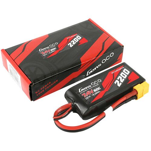  Gens Ace 2200 60C 2S 7.4V LiPo RC Soft Pack Battery with XT60