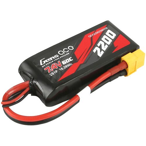  Gens Ace 2200 60C 2S 7.4V LiPo RC Soft Pack Battery with XT60