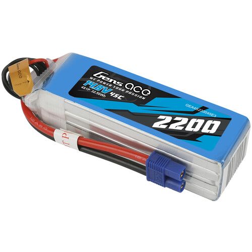  Gens Ace 2200 45C 4S 14.8V LiPo RC Soft Pack Battery with EC3