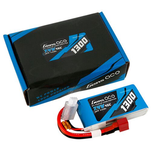  Gens Ace 1300 45C 2S 7.4V LiPo RC Soft Pack Battery with Deans