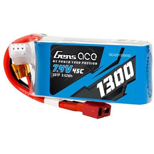  Gens Ace 1300 45C 2S 7.4V LiPo RC Soft Pack Battery with Deans