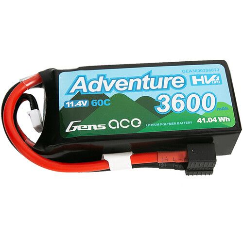  Gens Ace 3600 60C 3S 11.1V LiPo RC Soft Pack Battery with 1TO3