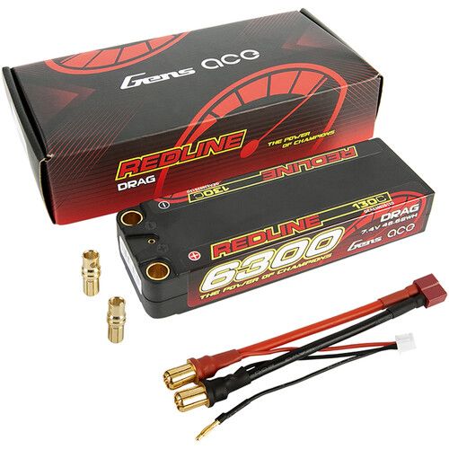  Gens Ace Redline Drag Racing Series 7.4V 130C 2S2P Hard-Case LiPo RC Battery (6300mAh)