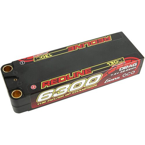  Gens Ace Redline Drag Racing Series 7.4V 130C 2S2P Hard-Case LiPo RC Battery (6300mAh)