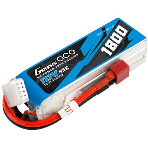  Gens Ace 1800 45C 3S 11.1V LiPo RC Soft Pack Battery with Deans