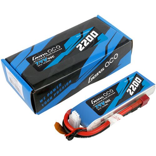  Gens Ace 2200 45C 2S 7.4V LiPo RC Soft Pack Battery with Deans