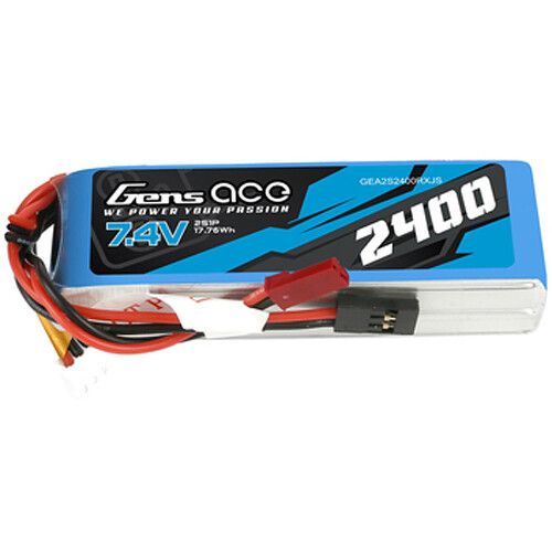  Gens Ace 2400 RX 2S 7.4V LiPo RC Soft Pack Battery with JST