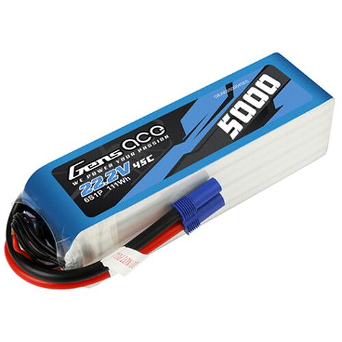  Gens Ace 5000 45C 6S 22.2V LiPo RC Soft Pack Battery with EC5