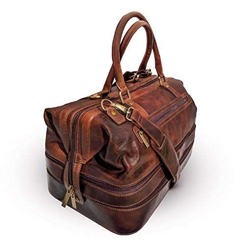  Gent Supply Leather Duffle Adventure Bag Weekender Travel Luggage with Shoe Compartment