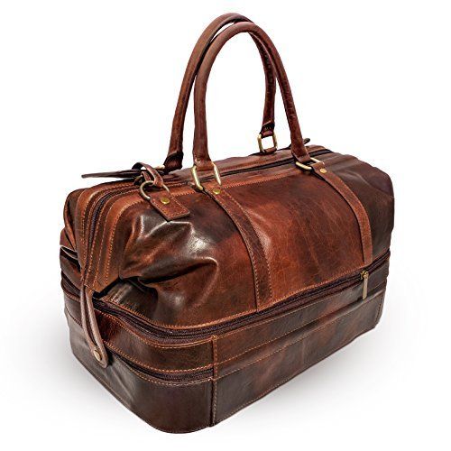  Gent Supply Leather Duffle Adventure Bag Weekender Travel Luggage with Shoe Compartment