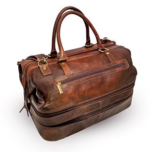  Gent Supply Leather Duffle Adventure Bag Weekender Travel Luggage with Shoe Compartment