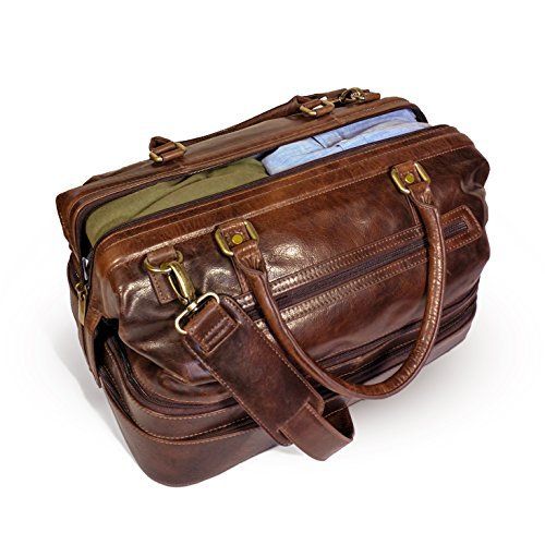  Gent Supply Leather Duffle Adventure Bag Weekender Travel Luggage with Shoe Compartment