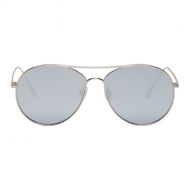 Gentle Monster Silver & Grey Ranny Ring Aviator Sunglasses