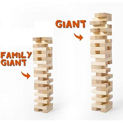  [아마존베스트]Giant Timber Tower with Dice & Game Board, 56 Pcs Gentle Monster Large Size Wooden Stacking Game, Classic Outdoor Games for Adult Kids Family, Jumbo Blocks (Jumbo 56pc)