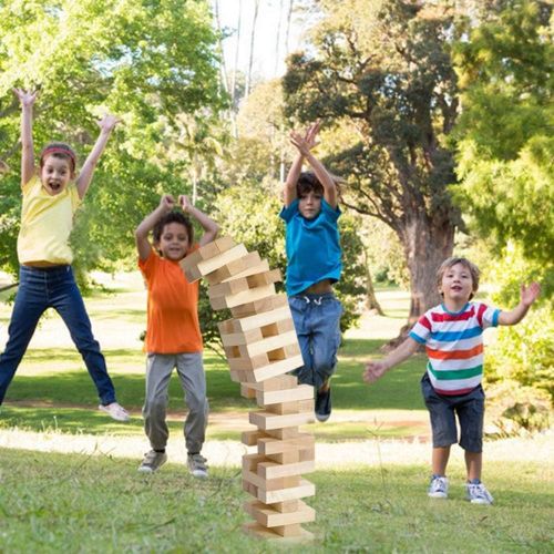  [아마존베스트]Giant Timber Tower with Dice & Game Board, 56 Pcs Gentle Monster Large Size Wooden Stacking Game, Classic Outdoor Games for Adult Kids Family, Jumbo Blocks (Jumbo 56pc)