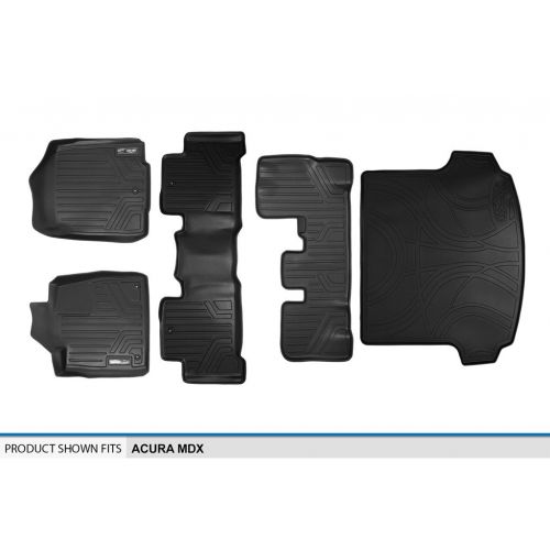  Genuine MAXLINER Floor Mats (3 Rows) and Cargo Liner Behind 2nd Row Set Black for 2007-2013 Acura MDX