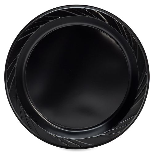  Genuine Joe GJO10429 Plastic Round Plate, 9 Diameter, Black (Pack of 125)