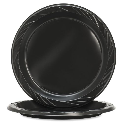  Genuine Joe GJO10429 Plastic Round Plate, 9 Diameter, Black (Pack of 125)