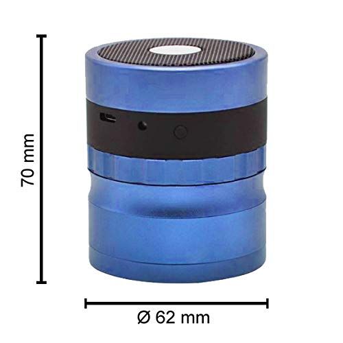  Genussleben Metall Grinder mit Bluetooth Speaker Bluetoothbox Musikbox (Blau)