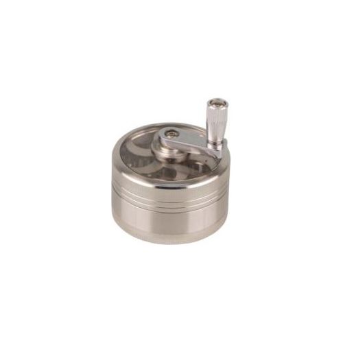  Genussleben Grind Grinder with Crank Spice Metal Grinder with Sieve Diameter 55mm Herb Grinder 4Pieces with Cloth Bag