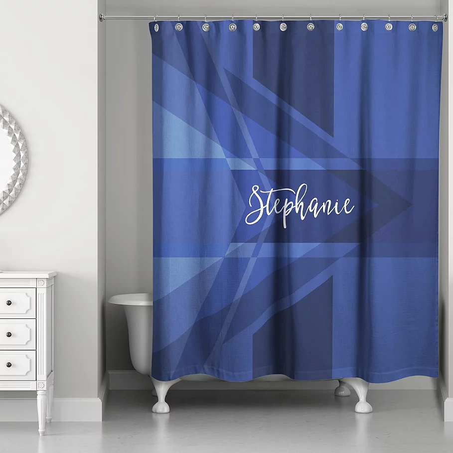 Geo Custom Shower Curtain in Navy