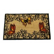 Geo Crafts 18-Inch x 30-Inch PVC Backed Coir Doormat, Butterfly