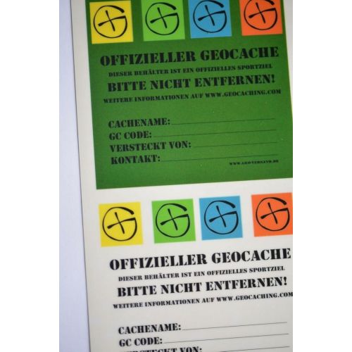  Geo-versand Top Angebot - 8 x Petling 13cm Klar mit DIN A3 Logstreifen 150 Logs, DIN A4 Bogen Aufkleber, Bleistift und FTF Deckel mit Geocaching Logo