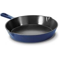 [아마존베스트]Geoffrey Zakarian 9.5 Non-Stick Cast Iron Frying Pan, Titanium-Infused Ceramic Coating with Two Easy Pour Spouts - Blue