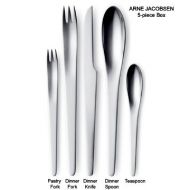 Georg Jensen Arne Jacobsen 5 Piece Flatware Set, Matte Finish