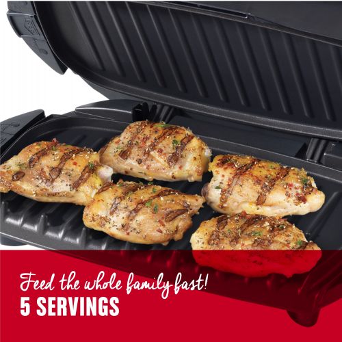  George Foreman Grills George Foreman 5-Serving Removable Plate Electric Indoor Grill and Panini Press, Black, GRP0004B