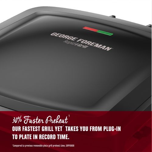  George Foreman Grills George Foreman Rapid Grill Series 4-Serving Removable Plate Electric Indoor Grill and Panini Press, Black, RPGF3601BKX