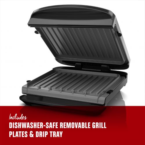  George Foreman Grills George Foreman Rapid Grill Series 4-Serving Removable Plate Electric Indoor Grill and Panini Press, Black, RPGF3601BKX