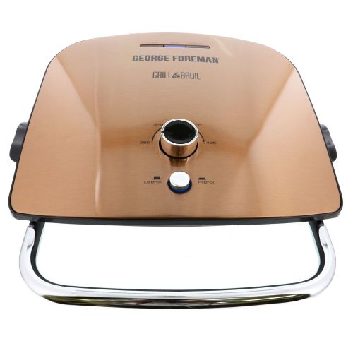  George Foreman Grills George Foreman Grill & Broil 4-in-1 Electric Indoor Grill, Broiler, Panini Press, and Top Melter, Copper, GRBV5130CUX