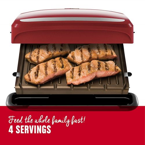  George Foreman Grills George Foreman 4-Serving Removable Plate Grill and Panini Press, Red, GRP360R