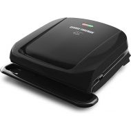 George Foreman 4-Serving Removable Plate Electric Grill and Panini Press, George Tough Non-Stick Coating, Drip Tray Catches Grease, Black